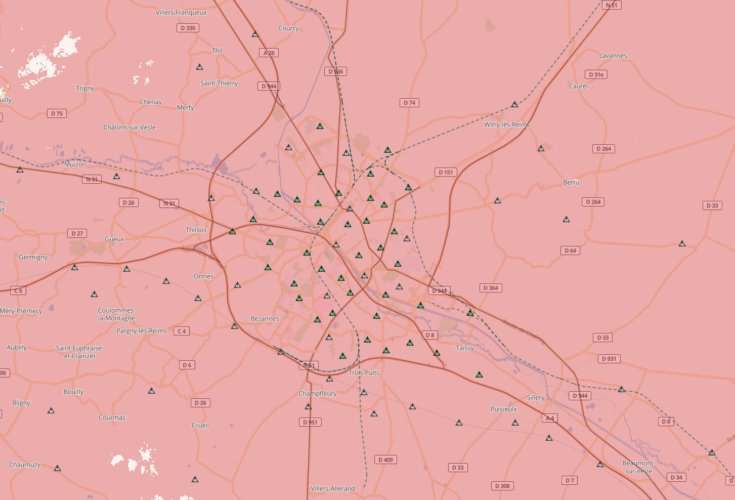 Couverture de la métropole de Reims par le réseau Internet Mobile (Orange)
