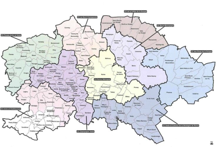 Carte de la communauté d'agglomération de Reims